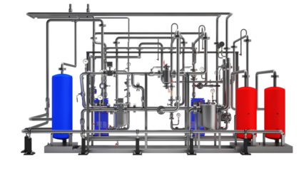 Industrial Boiler Room – Large-Scale 3D Rendering of Mechanical Equipment and Piping System