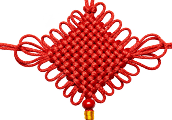 Isolated Traditional Chinese Knot Red Decorative Symbol PNG