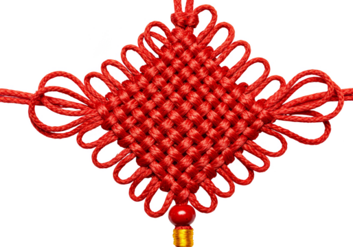 Isolated Traditional Chinese Knot Red Decorative Symbol PNG
