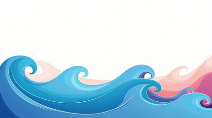 Stylized Ocean Waves Abstract Design with Pastel Background
