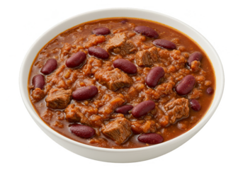 Isolated Transparent PNG of Beef Chili with Kidney Beans Bowl