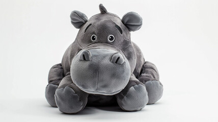 Naklejka premium An adorable gray hippo plush toy with big round ears, perfect for cuddling and playtime.