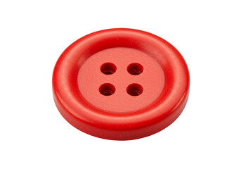 Isolated Red Button Sewing Clothing Bright Round Plastic Design Object