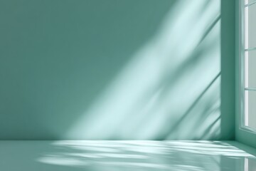 Mint-green room, sunlit corner