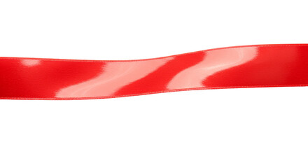 Isolated Red Ribbon Strip on Transparent Background Decorative Element
