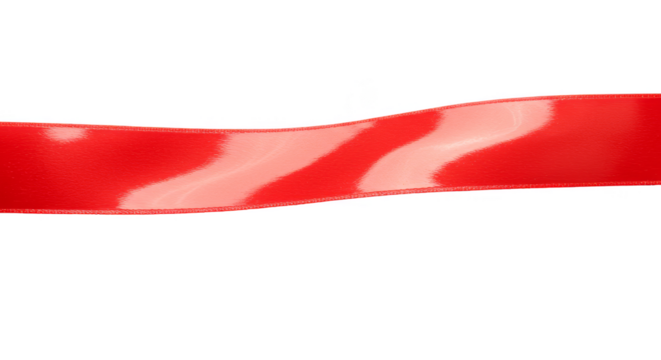 Isolated Red Ribbon Strip on Transparent Background Decorative Element