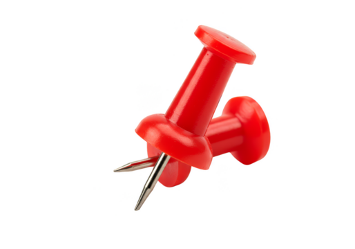 Isolated Red Thumbtack Pushpin On Transparent Background Office Stationary