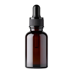Dark brown glass dropper bottle perfect for skincare products, essential oils, and aromatherapy blends. Ideal for beauty and wellness designs.