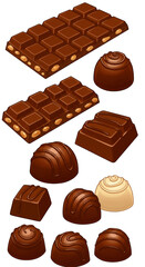 Obraz premium Isometric Assorted Chocolate Candy Sweet Treat Isolated Background PNG