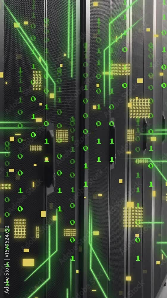 Poster animation of data processing over computer servers