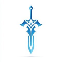 Stylized Blue Fantasy Sword Graphic Design Element