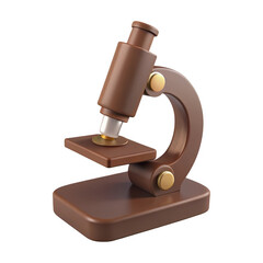 3d rendered brown microscope with gold accents