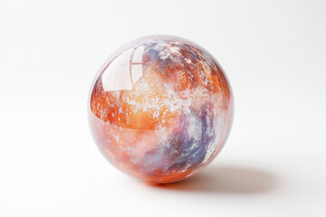 Glass globe or sphere representing Earth on a white background