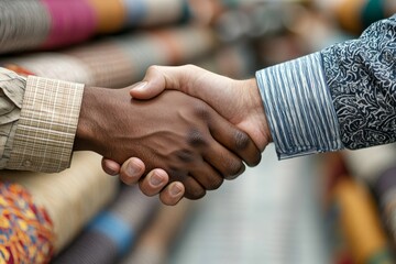 Two businessmen shaking hands in a meeting after finalizing the project agreement, Generative AI