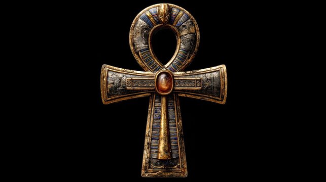 ancient egyptian ankh cross on isolated background