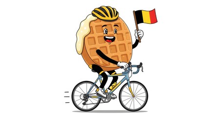Belgian waffle cycling with national flag
