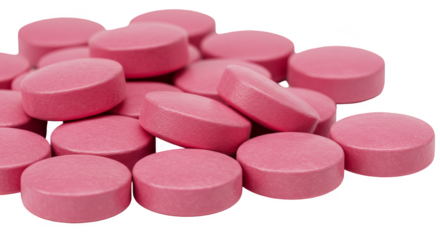 Pile of Pink Pills Medicine Pharmaceutical on Transparent Background