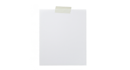 Isolated White Memo Note Taped Paper Sheet Background with Adhesive