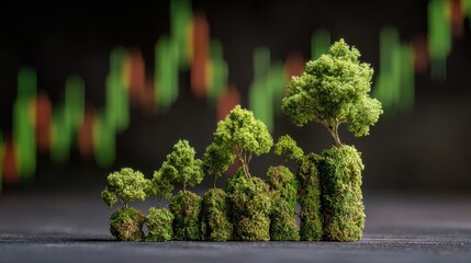 Green Investment Candlestick Chart in Greenery