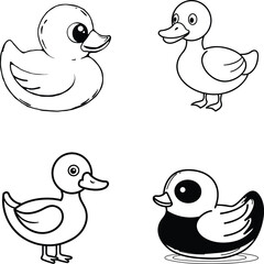  Simple black outline drawing a duck