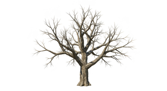 Isolated Winter Tree PNG with Bare Branches Transparent Background