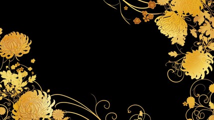 黄色い菊と優雅な蔦の和風背景