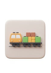 Isometric Train Delivering Cargo Illustration Railway Transport Freight