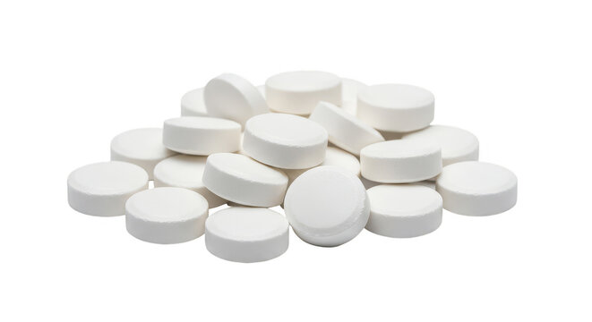 Pile of White Medicine Pills for Healthcare Transparent Background