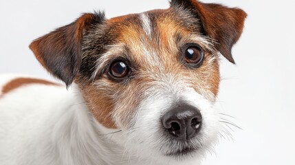 Portrait of a Jack Russell Terrier in a studio against a white background
