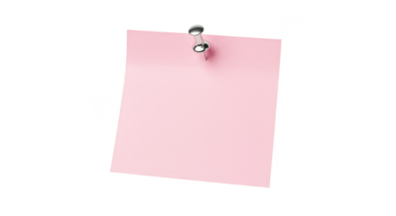 Pink Sticky Note Pinned Message on Transparent Background for Mockup