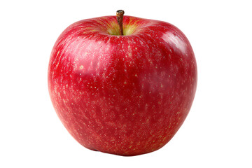 A single ripe red apple with a stem isolated on transparent background