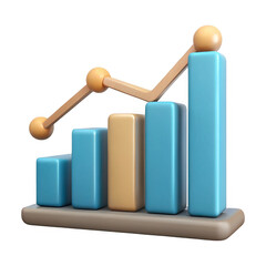 3d rendered bar chart with upward trend line