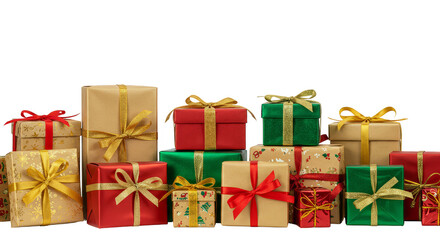 Presents PNG Image Stacked Gifts for Christmas Holidays Celebration