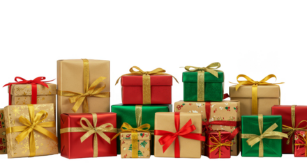 Presents PNG Image Stacked Gifts for Christmas Holidays Celebration