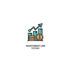 Fototapeta premium A financial growth chart with coins and arrow showing upward trend line