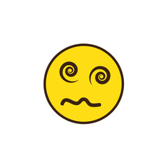 dizzy emoji face with spiral eyes and wavy mouth . emoticon face feeling bad. vector illustration