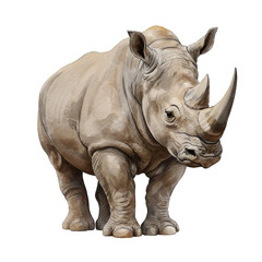 Obraz premium Realistic Rhino Illustration Strong Wildlife Mammal Isolated Image