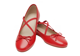 Red Ballet Flats PNG Elegant Style Footwear Fashionable Isolated