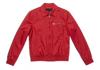 Red Jacket Apparel Fashionable Outerwear Menswear Style Isolated