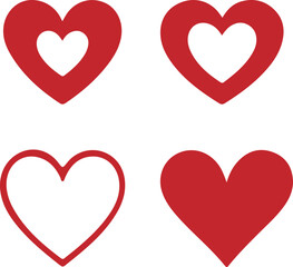 Hearts set of four red