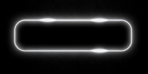 White neon rectangle with rounded corners and bright spots on a black background