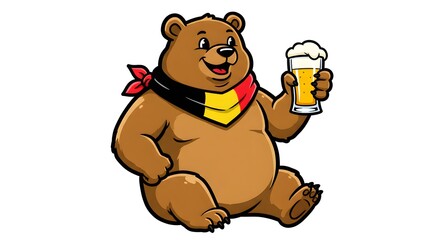 Happy bear enjoying a Belgian beer