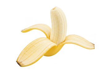 Peeled Yellow Banana Isolated Tropical Fruit Sweet Food