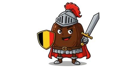 Brave chocolate knight with red plume and shield