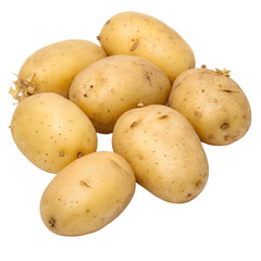 Pile of fresh raw potatoes isolated on transparent background