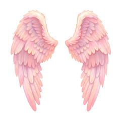 Pink Angel Wings Illustration Isolated on Transparent Background