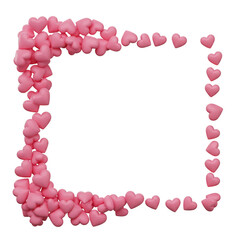 Obraz premium Pink Heart Frame on Transparent Background Valentine Decoration Holiday