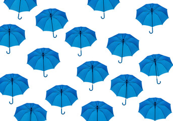 Seamless Blue Umbrellas Pattern on Transparent Background Design