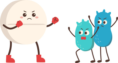Cartoon medicine and virus

