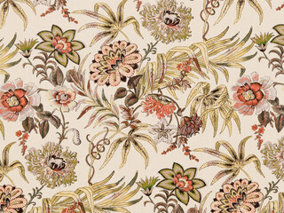 All Over Botanical Pattern with Floral Textures